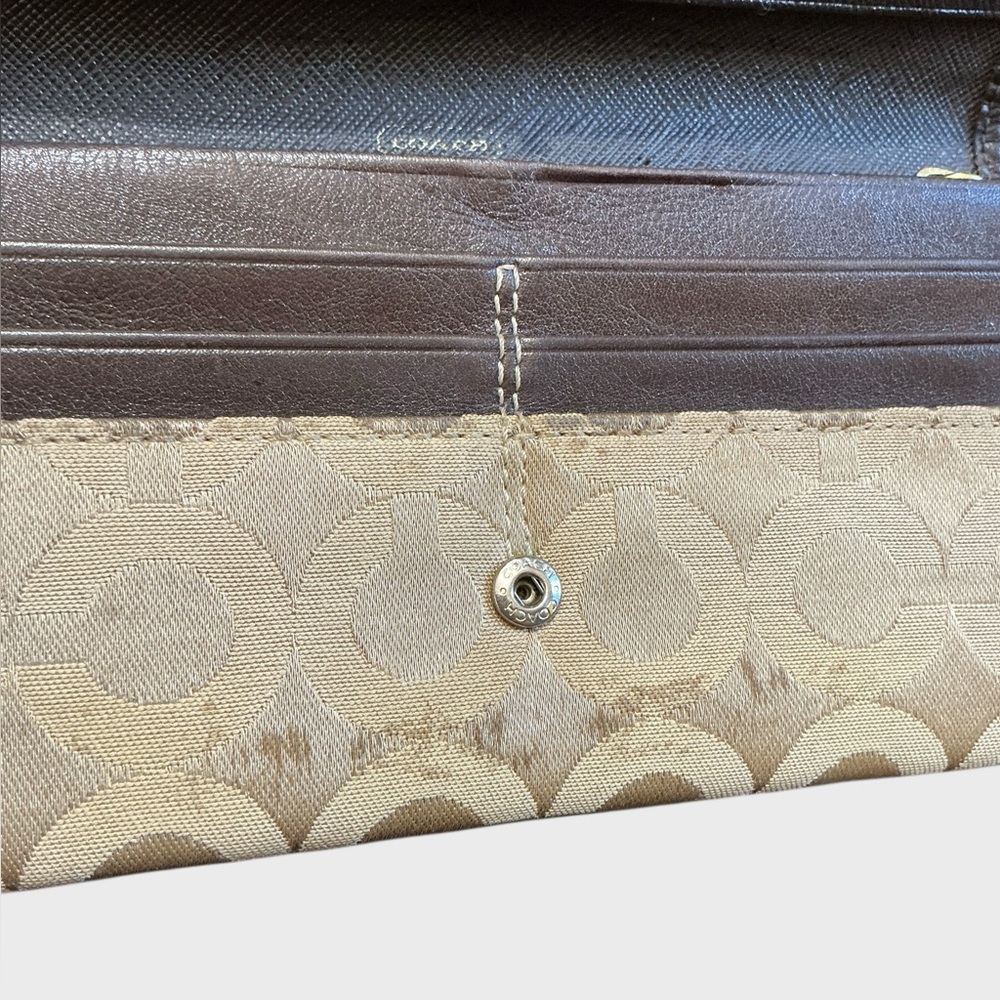 Coach Madison OP Art Signature Sateen Slim Envelope Wallet Brown Beige - Picture 10 of 11